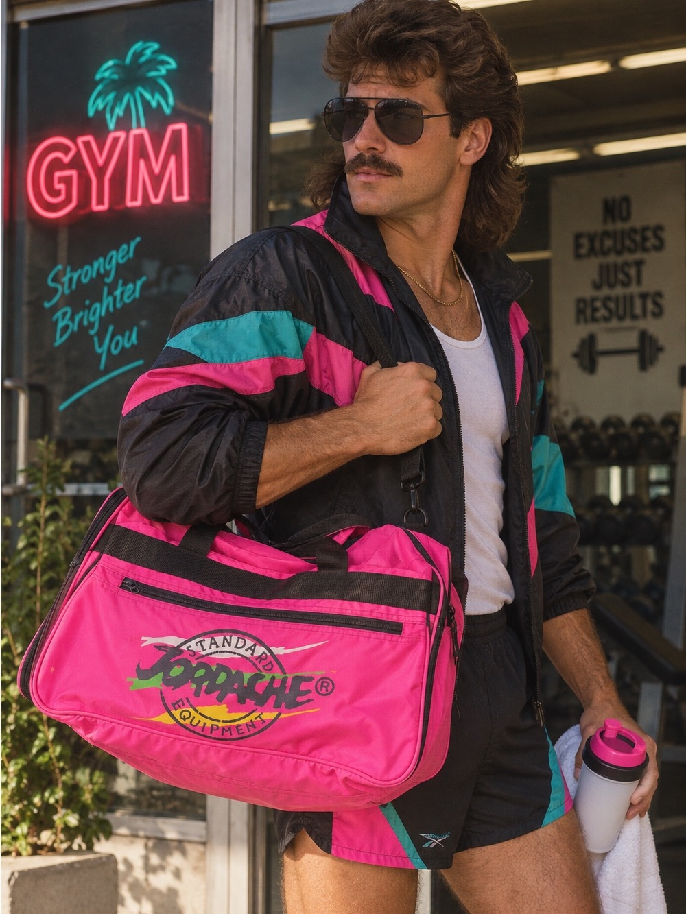 Vintage Jordache Equipment Hot Pink Expandable Duffle Bag Retro 80s 90s GYM NEON